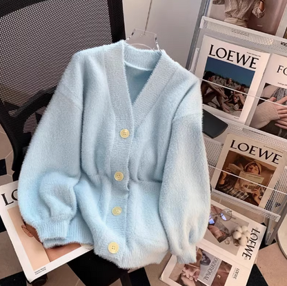 Lazy college style, furry cardigan sweater coat ED0150