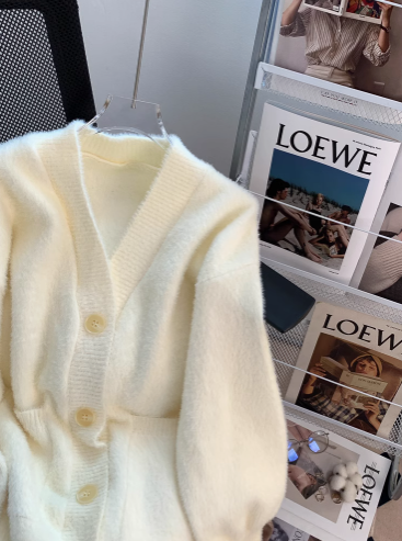 Lazy college style, furry cardigan sweater coat ED0150