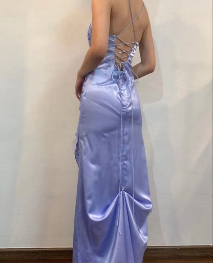 A-line Spaghetti Straps Prom Dress With Slit ED01510