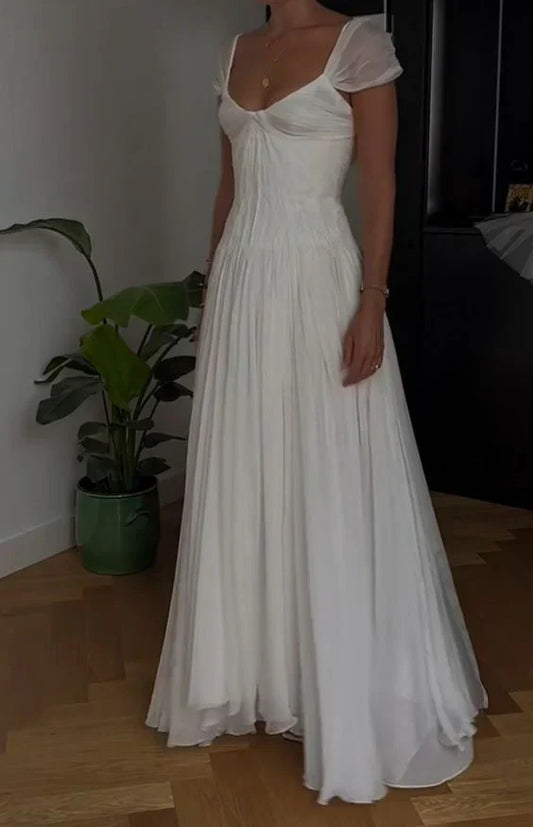 Elegant White A-Line Long Prom Dress Enchanted Chiffon Wedding Dress ED01511