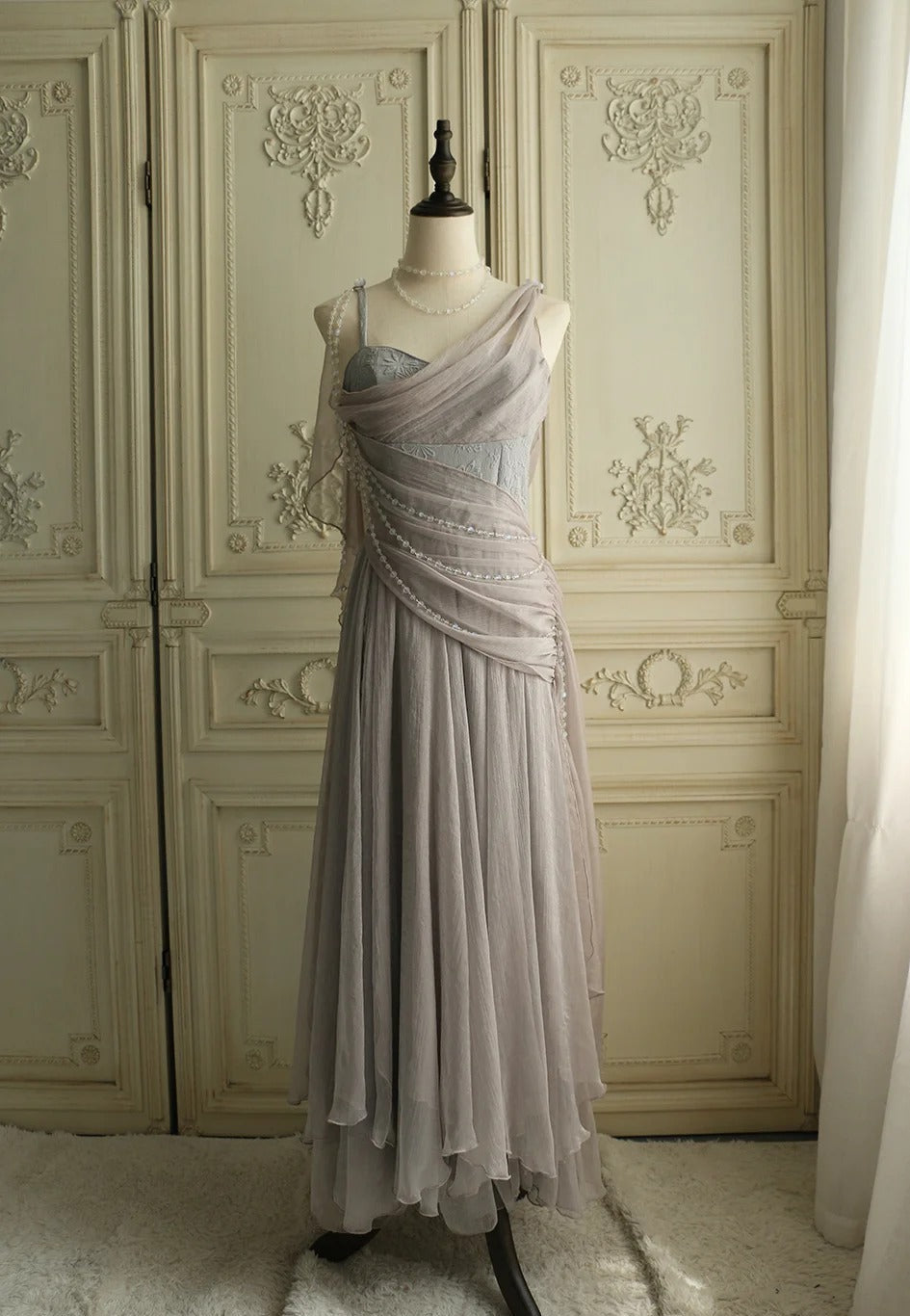 Affordable Prom Dresses Under $180||Lovely Pink 🩷Chiffon  Prom Dress Princess Pearls Spaghetti Straps Evening Dresses ED01517