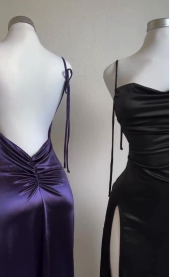 Navy Blue Spaghetti Strap Bodycon Satin  Elegant Prom Dresses Backless Party Dresses  ED01531