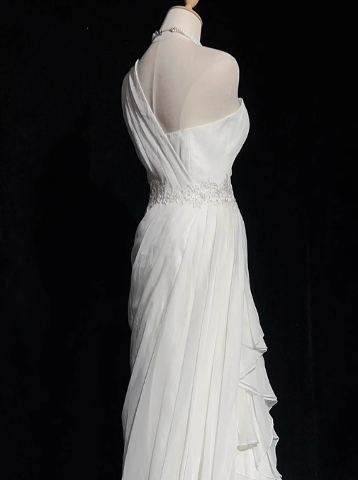 White Bodycon Satin Tulle Long Prom Dress Simple Wedding Dress ED01535