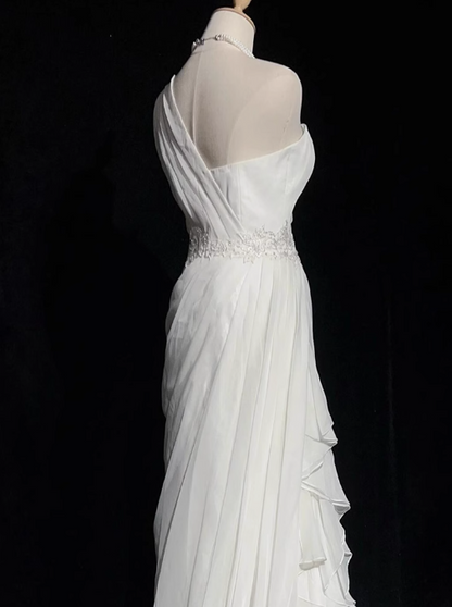 White Bodycon Satin Tulle Long Prom Dress Simple Wedding Dress ED01535