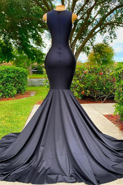 Black Mermaid V-neck Appliques Lace Sequined Long Prom Dress ED01537