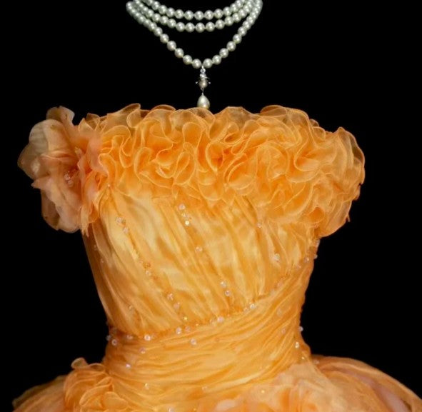 Sweet  Orange Strapless Evening Dress Tulle Long Ball Gown   ED01586