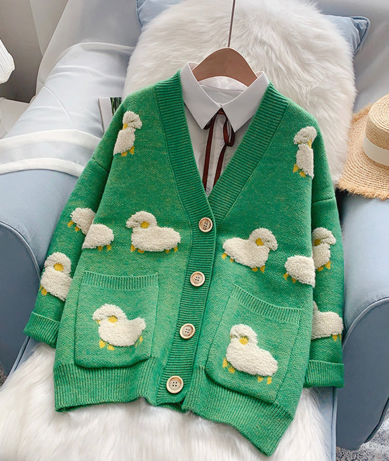 Cute Sheep Pattern Long Sleeve Cardigan Sweater ED0160