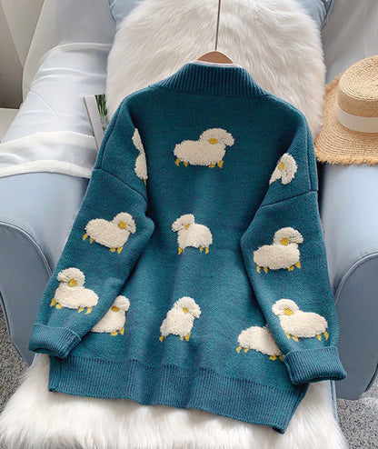 Cute Sheep Pattern Long Sleeve Cardigan Sweater ED0160