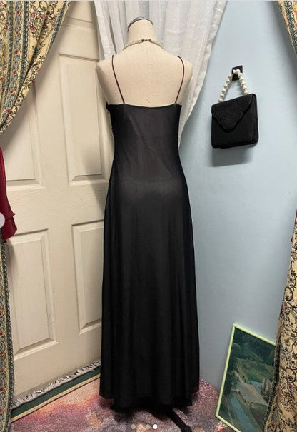 Navy Blue Mermaid Spaghetti Strap Tulle Beading Long Prom Dress V-Neck Vintage Party Dress ED01616