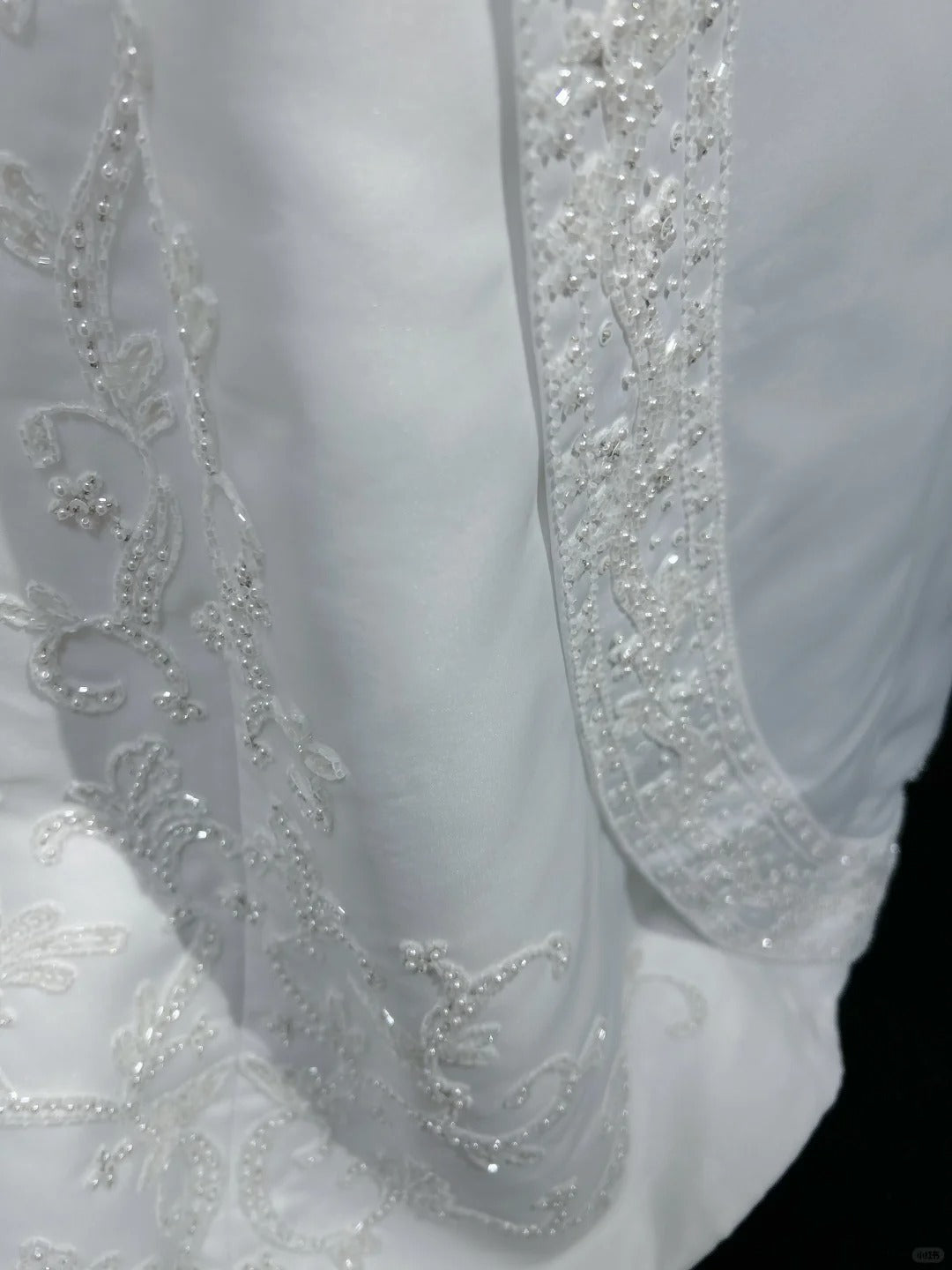 A-Line Spaghetti Strap Beaded Satin Long Prom Dress White Wedding Dress Graduation Prom Dress ED01630