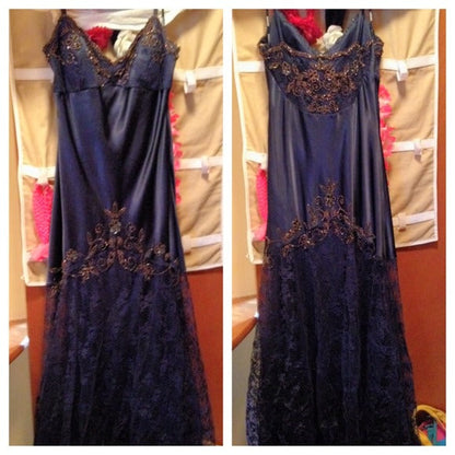 Vintage Spaghetti Straps Lace Beaded Prom Dress Graduation Prom Dress Adult Ceremony Dress ED01641