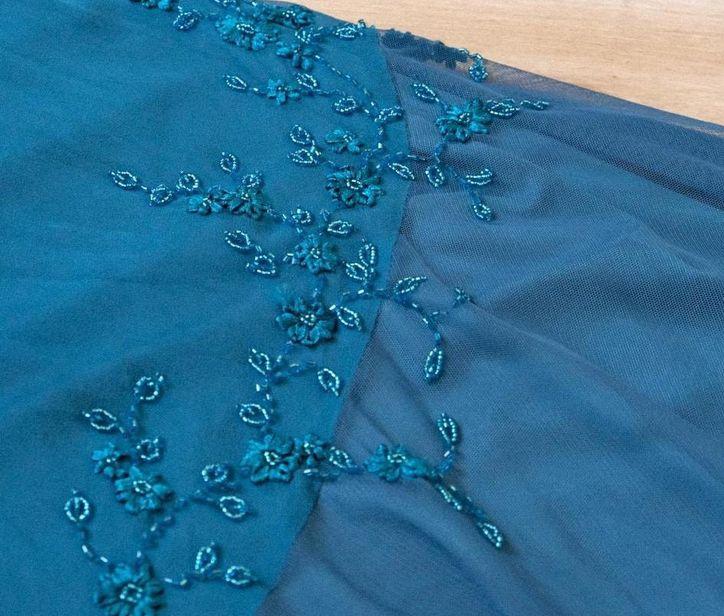 Teal Spaghetti Strap Chiffon Beaded Appliqué Long Prom Dress Evening Dress ED01656