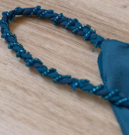 Teal Spaghetti Strap Chiffon Beaded Appliqué Long Prom Dress Evening Dress ED01656