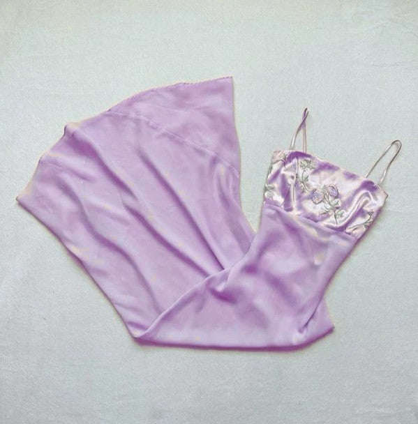 Sweet Pink Spaghetti Strap Chiffon Long Prom Dress for Party Embroidered AppliqueEvening Dress ED01657