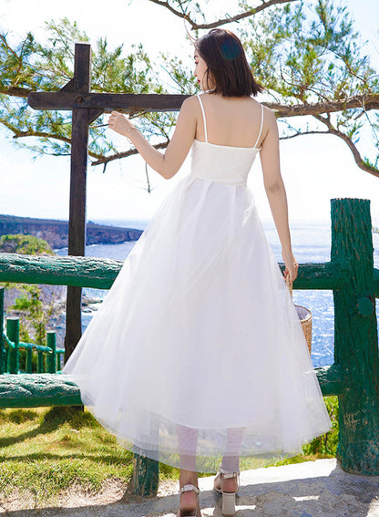 White A Line Tulle Dress Summer Dress ED0165