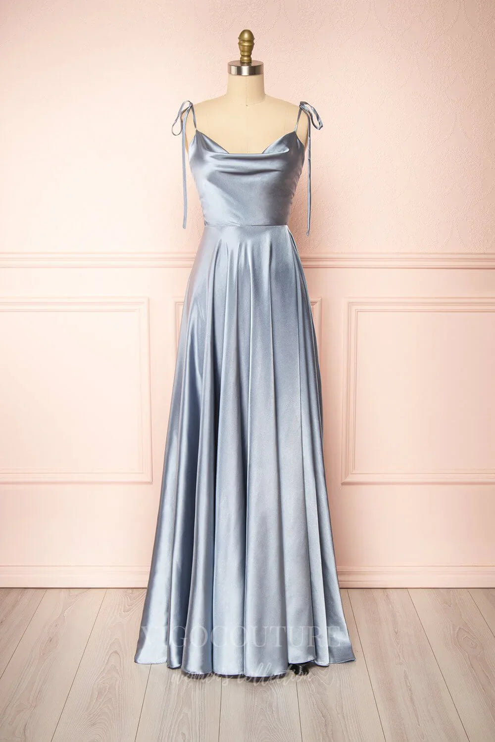 Spaghetti Strap A-Line Satin Simple Long Prom Dress Bridesmaid Dress ED01683