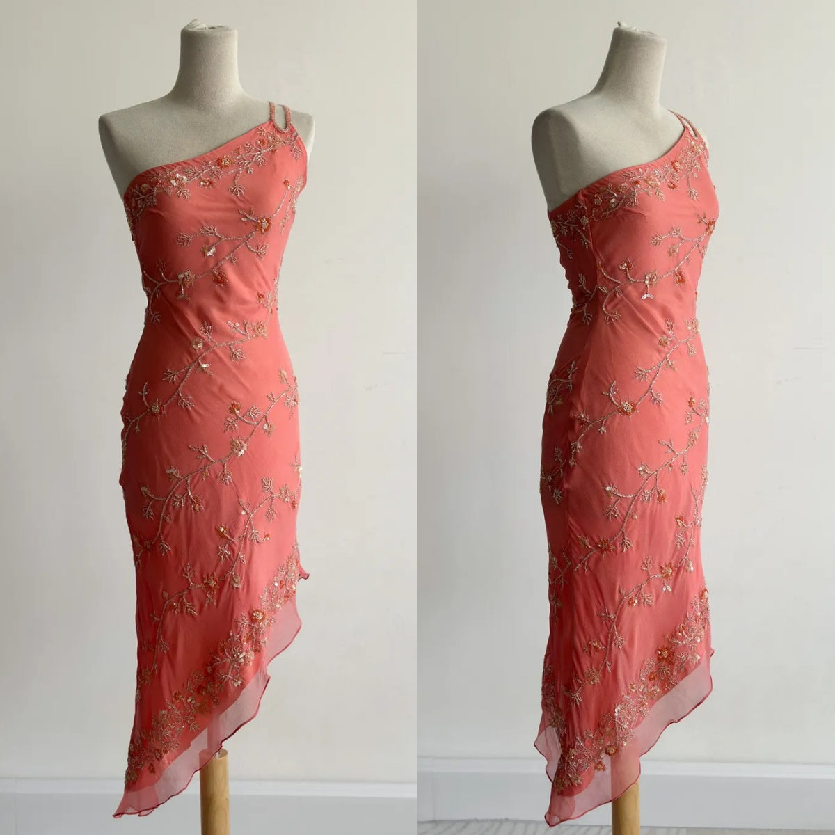 Fairytale Light Green Simple Bodycon Party Dresses Elegant One Shoulder Chiffon Applique Beaded Prom Dress ED01685