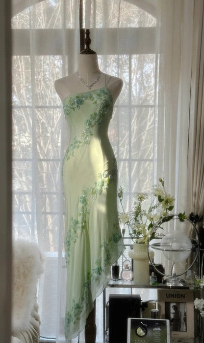 Fairytale Light Green Simple Bodycon Party Dresses Elegant One Shoulder Chiffon Applique Beaded Prom Dress ED01685