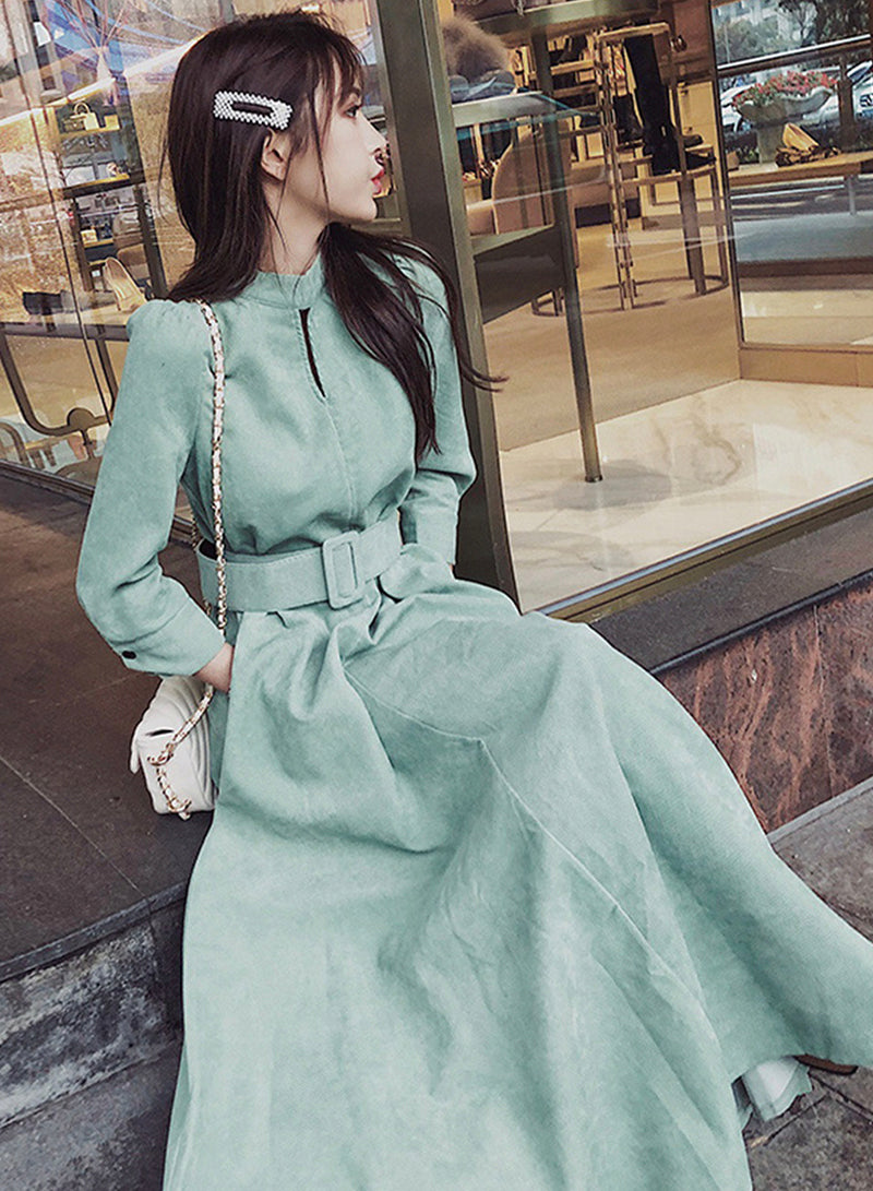 Green A Line Autumn Dress ED0168