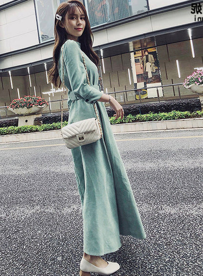 Green A Line Autumn Dress ED0168