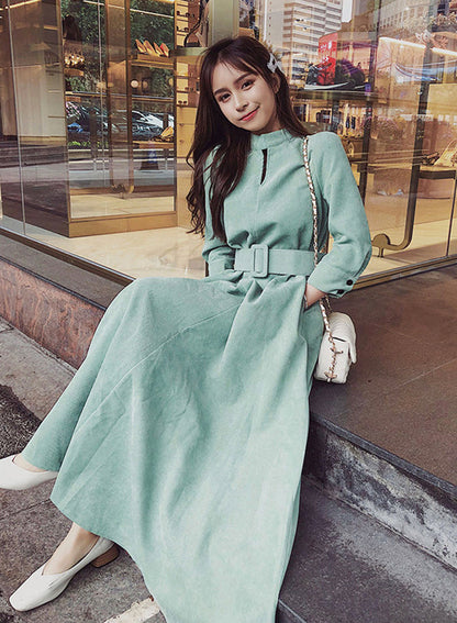 Green A Line Autumn Dress ED0168