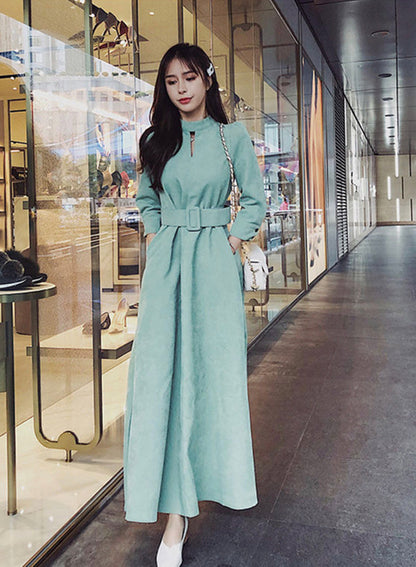 Green A Line Autumn Dress ED0168