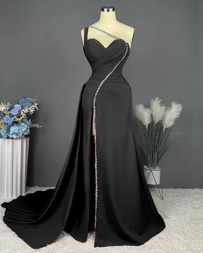 Elegant Pink Long One Shoulder Sleeveless Prom Dress Long Slit Online ED01692
