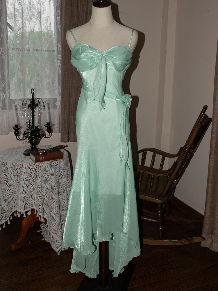 Mint Vintage Spaghetti Strap Chiffon Long Prom Dress ED01701