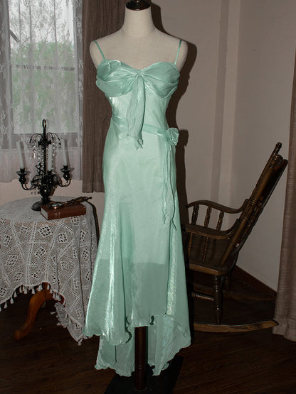 Mint Vintage Spaghetti Strap Chiffon Long Prom Dress ED01701