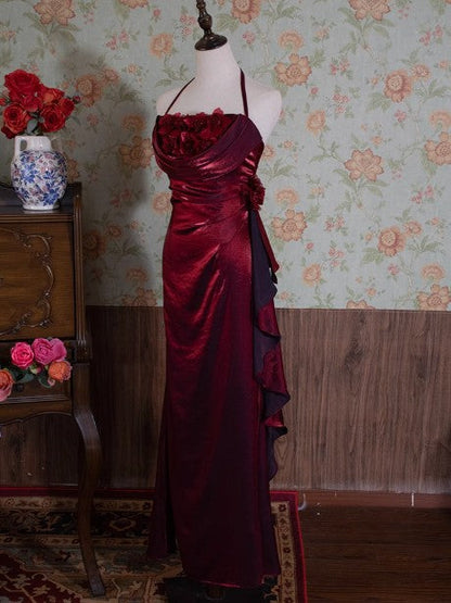 Yellow Simple Bodycon Dress Spaghetti Strap Chiffon Long Prom Dress Applique Graduation Prom Dress ED01703