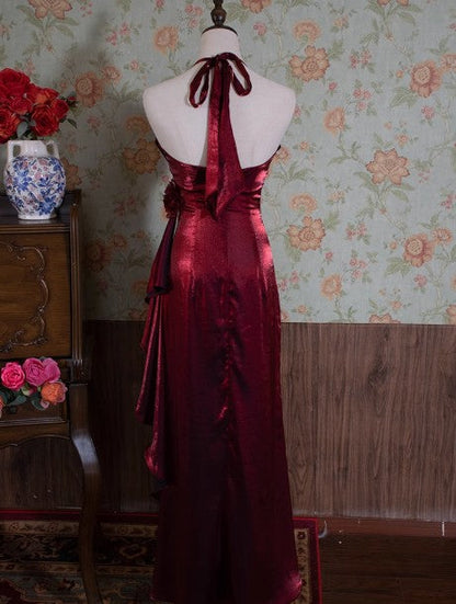 Yellow Simple Bodycon Dress Spaghetti Strap Chiffon Long Prom Dress Applique Graduation Prom Dress ED01703