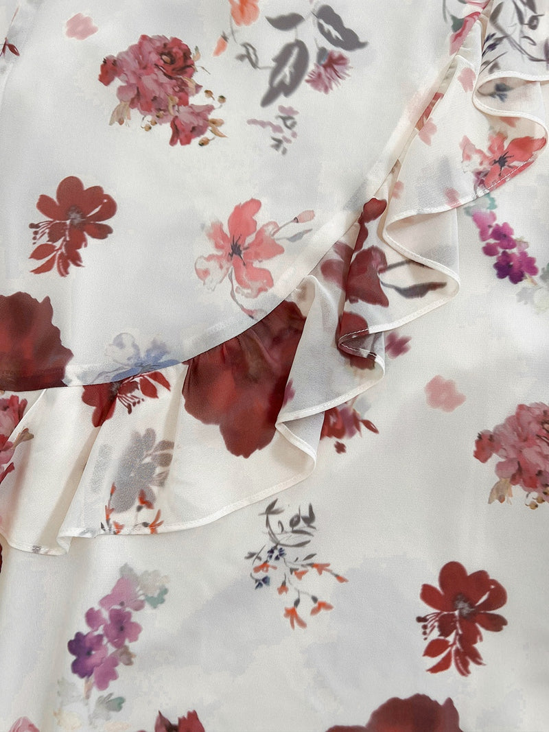 French ruffled halter dress with floral print ED01707