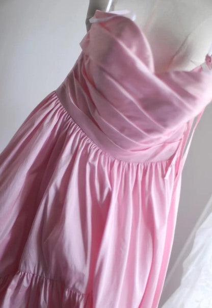 A-Line Spaghetti Strap Satin Long Wedding Dress Birthday Quinceanera Dress Prom Dress ED01712