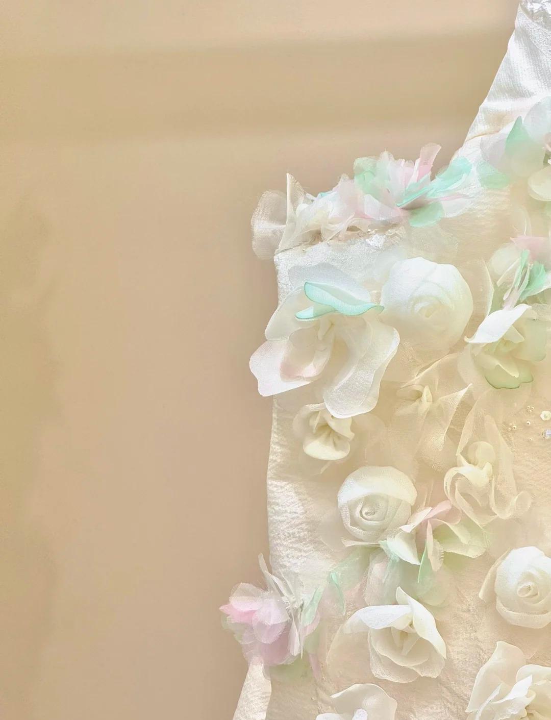 A-Line Spaghetti Strap Satin Long Prom Dress, Beautiful Applique Wedding Dress ED01729