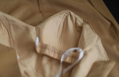 Mermaid Gold Strapless Satin Long Prom Dress Simple Evening Dress ED01730