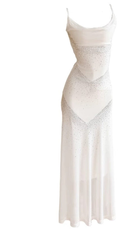 Gentle White Bodycon Dress Spaghetti Straps Prom Dress Graduation Prom Adult Ceremony Dress ED01752