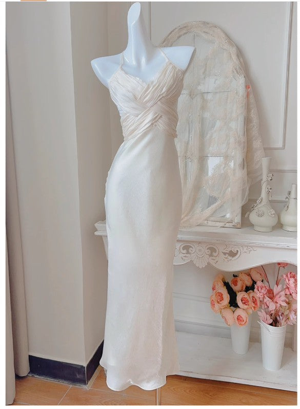 Retro Green Mermaid Spaghetti Straps Prom Dress Backless Birthday Graduation Prom Dress ED01758