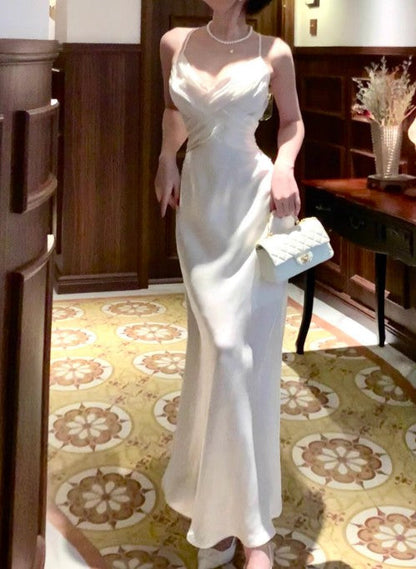 Retro Green Mermaid Spaghetti Straps Prom Dress Backless Birthday Graduation Prom Dress ED01758