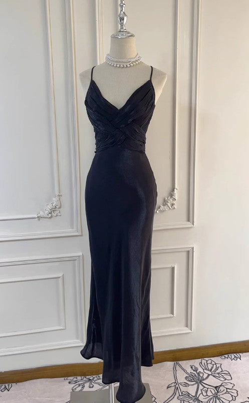 Retro Green Mermaid Spaghetti Straps Prom Dress Backless Birthday Graduation Prom Dress ED01758