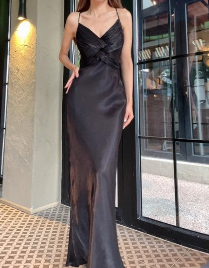 Retro Green Mermaid Spaghetti Straps Prom Dress Backless Birthday Graduation Prom Dress ED01758