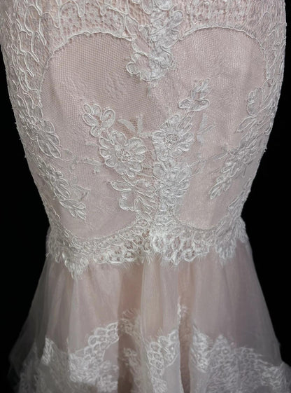 Light Pink Strapless Mermaid Tulle Lace Long Prom Dress Sweetheart Neckline Formal Dress ED01762