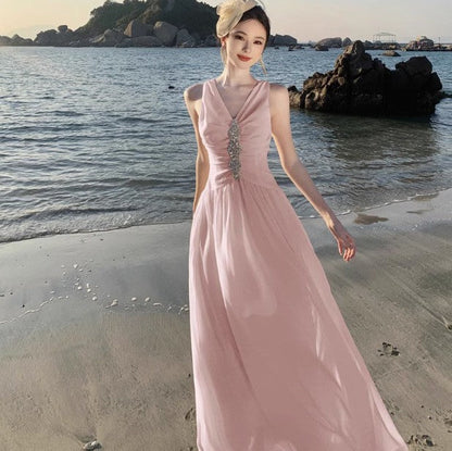 Pink V-neck A-Line Cute Birthday Prom Dress ED01784