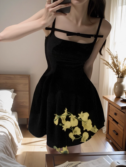 French high-end sling sweet bow dress ED0179