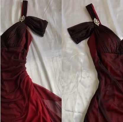 Affordable Party Dresses Under $160💜Elegant  Purple Glitter Ruffled Chiffon Prom Dresses ED01815