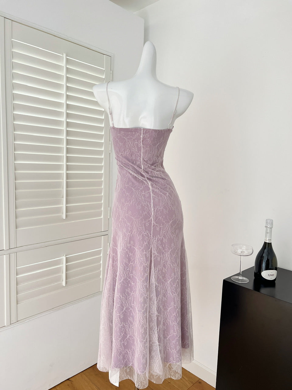 Purple Sweet Lace Applique Spaghetti Strap Mermaid Sleeveless Long Birthday Prom Dress Adult Ceremony Graduation Prom Dress ED01817