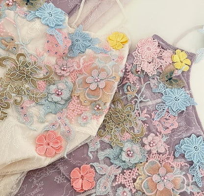 Purple Sweet Lace Applique Spaghetti Strap Mermaid Sleeveless Long Birthday Prom Dress Adult Ceremony Graduation Prom Dress ED01817