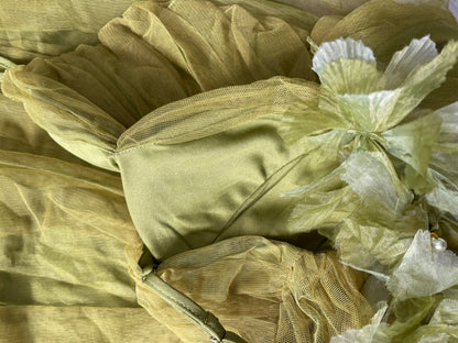 A-Line Olive Green Spaghetti Strap Tulle Long Prom Dress Sweet Birthday Evening Dress ED01834