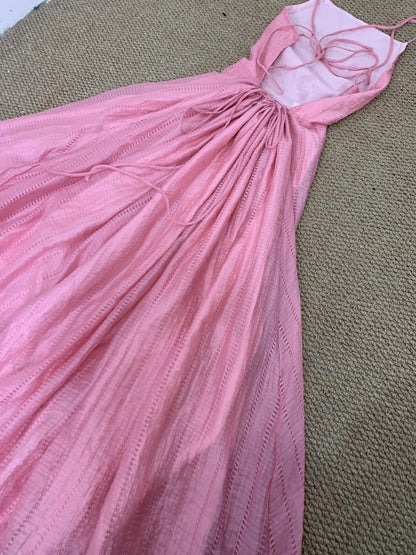 Cute Pink A-Line Chiffon Spaghetti Strap Backless Long Prom Dress Party Dress ED01852