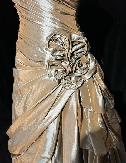 Sparkling A-Line V-neck Satin Backless Long Prom Dress Formal Evening Dress Graduation Prom Dress ED01853