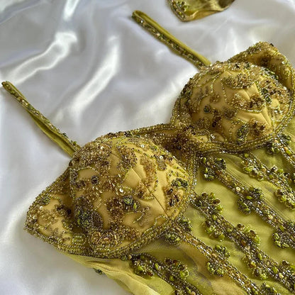 Vintage Gold Spaghetti Strap Silk Sheath Prom Dresses Beaded Evening Gowns with Scarf ED01866